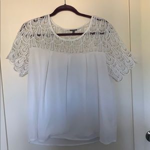 White crocheted business casual top